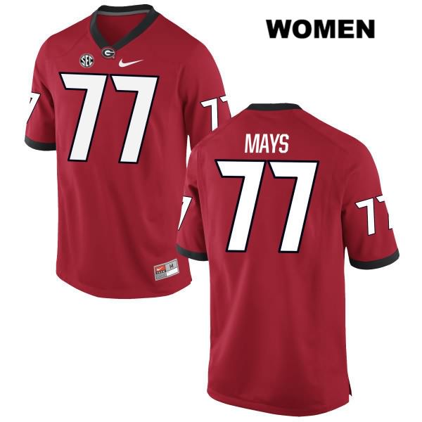 Georgia Bulldogs Women's Cade Mays #77 NCAA Authentic Red Nike Stitched College Football Jersey HBR3756AK